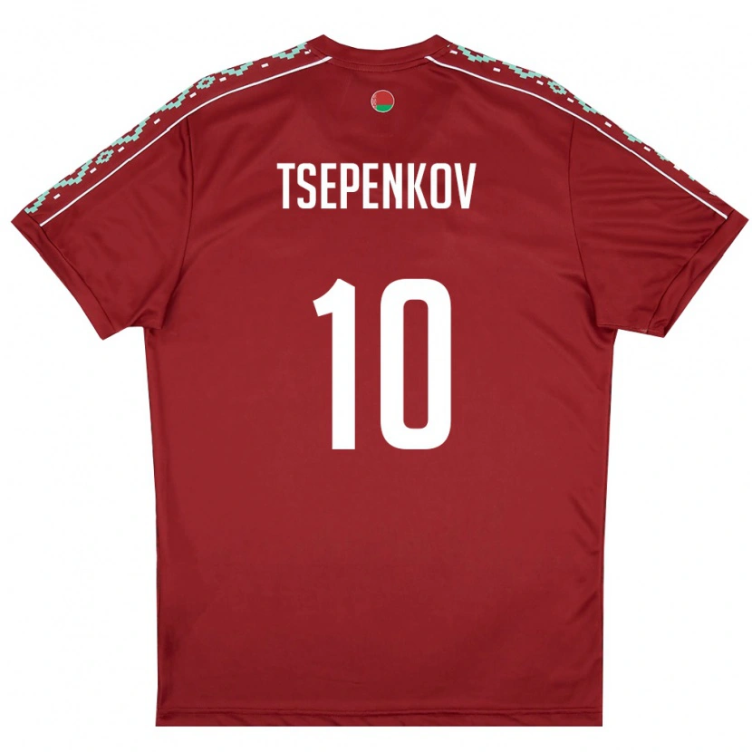 Danxen Dámské Bělorusko Kirill Tsepenkov #10 Tmavě Červená Bílá Domů Hráčské Dresy 26-28 Dres