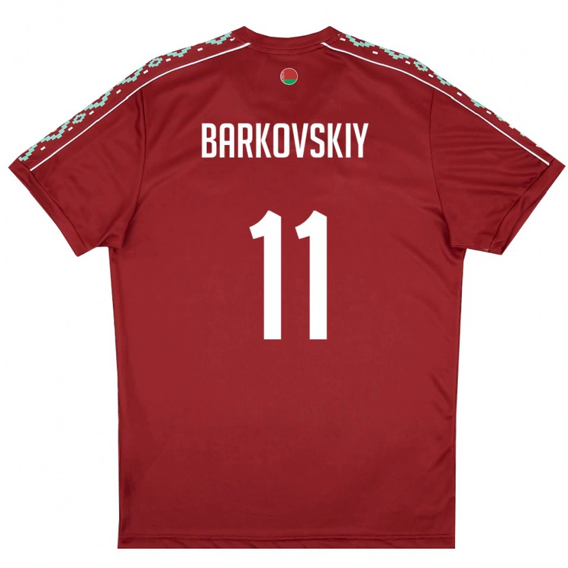Danxen Dámské Bělorusko German Barkovskiy #11 Tmavě Červená Bílá Domů Hráčské Dresy 26-28 Dres
