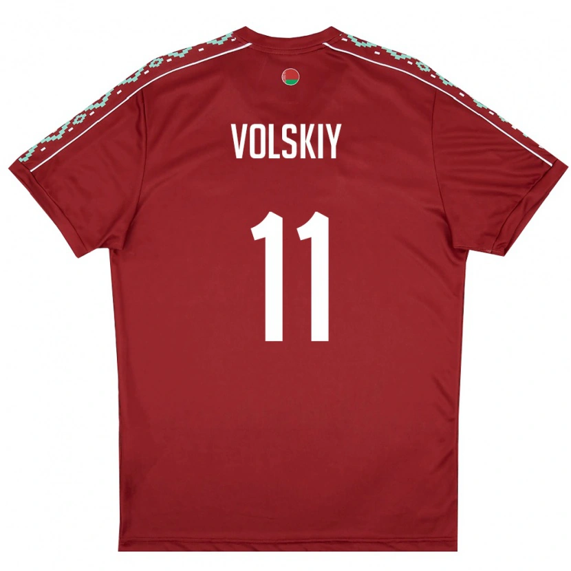 Danxen Dámské Bělorusko Daniel Volskiy #11 Tmavě Červená Bílá Domů Hráčské Dresy 26-28 Dres