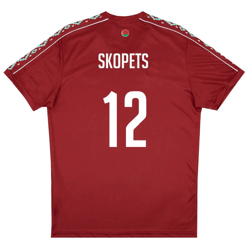 Danxen Dámské Bělorusko Arseniy Skopets #12 Tmavě Červená Bílá Domů Hráčské Dresy 26-28 Dres