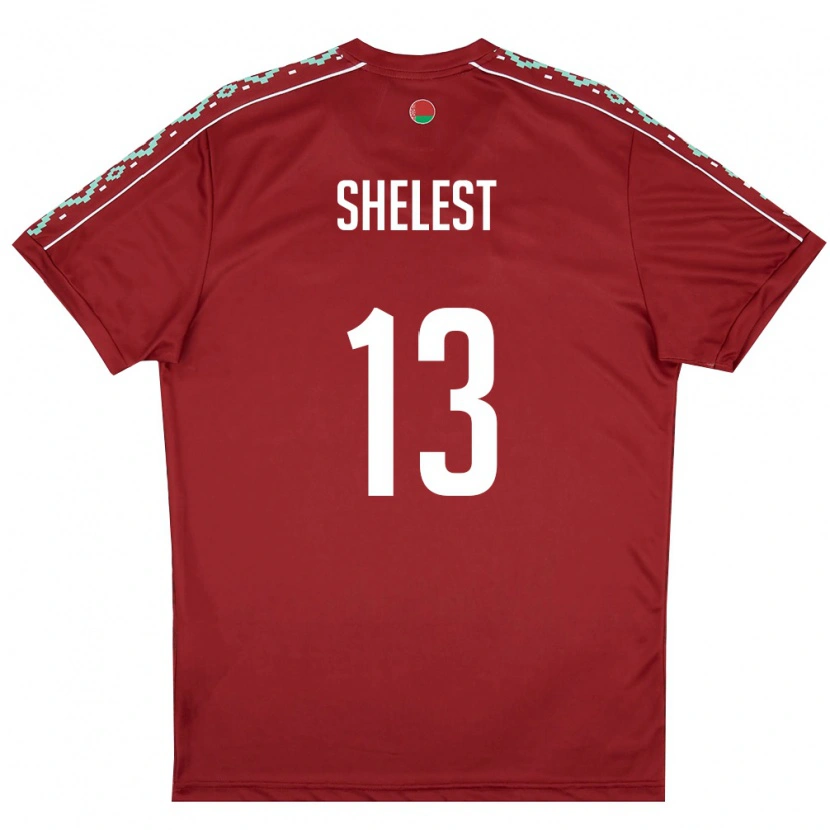 Danxen Dámské Bělorusko Kirill Shelest #13 Tmavě Červená Bílá Domů Hráčské Dresy 26-28 Dres