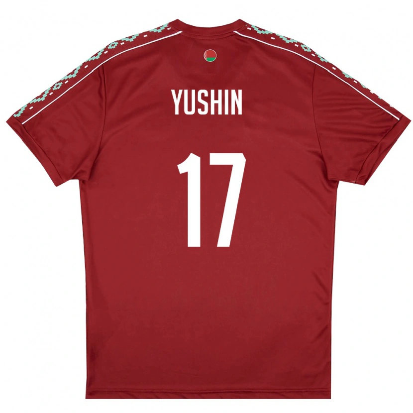 Danxen Dámské Bělorusko Lavr Yushin #17 Tmavě Červená Bílá Domů Hráčské Dresy 26-28 Dres