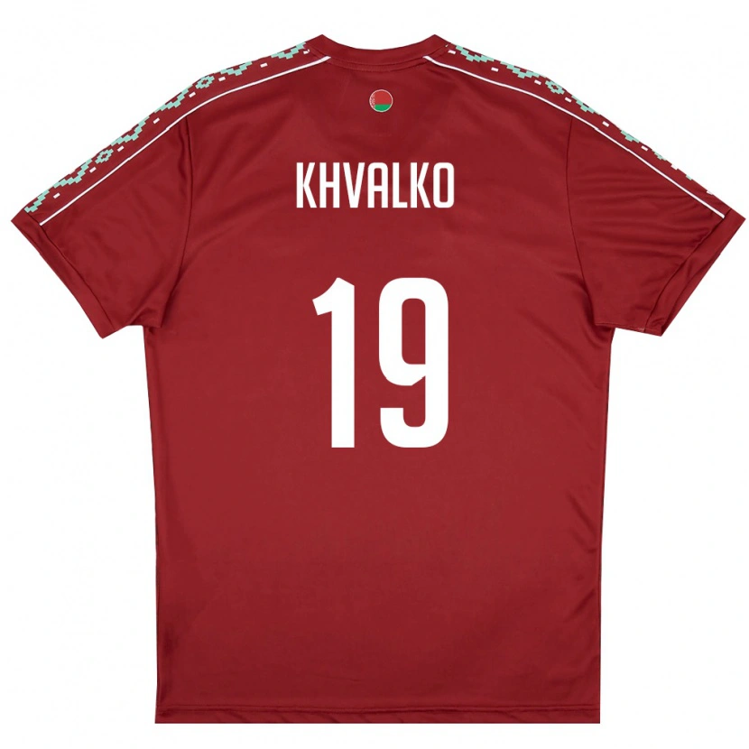 Danxen Dámské Bělorusko Egor Khvalko #19 Tmavě Červená Bílá Domů Hráčské Dresy 26-28 Dres