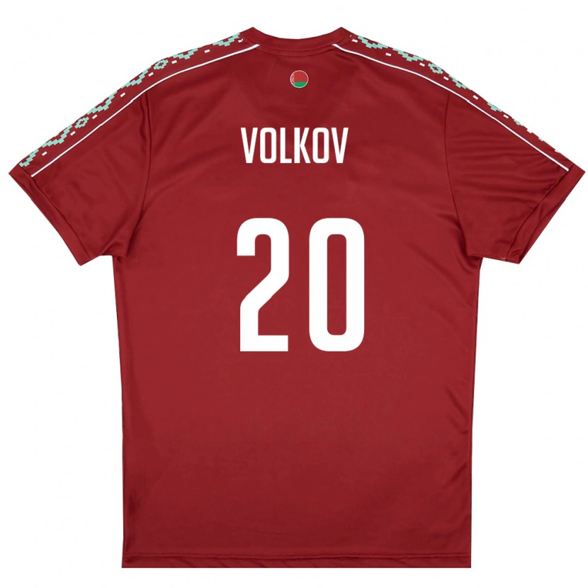 Danxen Dámské Bělorusko Zakhar Volkov #20 Tmavě Červená Bílá Domů Hráčské Dresy 26-28 Dres