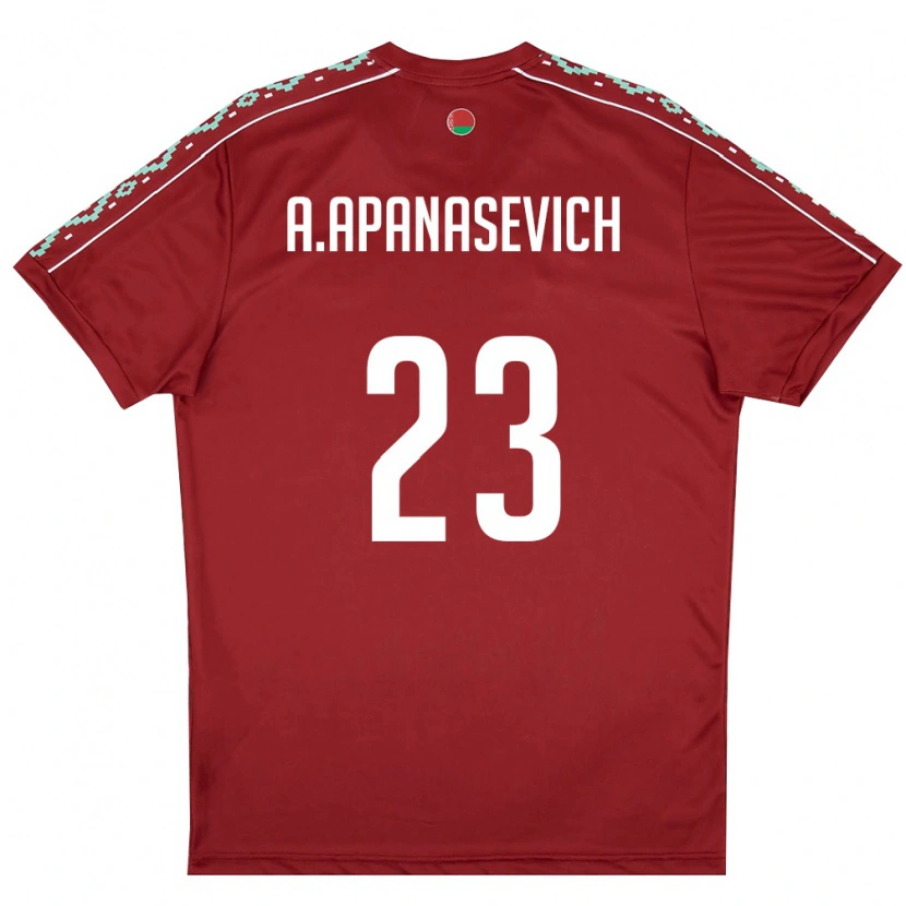Danxen Dámské Bělorusko Aleksey Apanasevich #23 Tmavě Červená Bílá Domů Hráčské Dresy 26-28 Dres