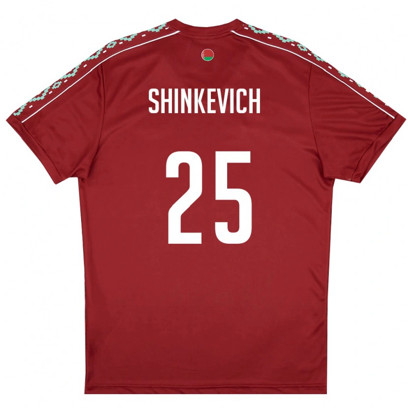 Danxen Dámské Bělorusko Dariush Shinkevich #25 Tmavě Červená Bílá Domů Hráčské Dresy 26-28 Dres