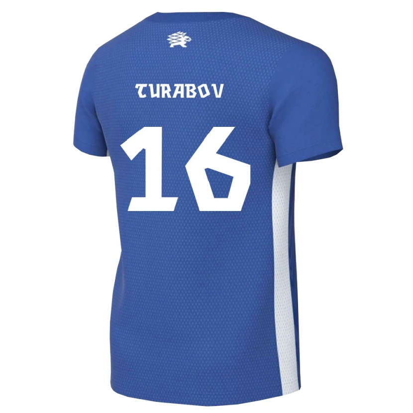 Danxen Dámské Estonsko Ruslan Turabov #16 Tmavě Modrá Bílá Domů Hráčské Dresy 26-28 Dres
