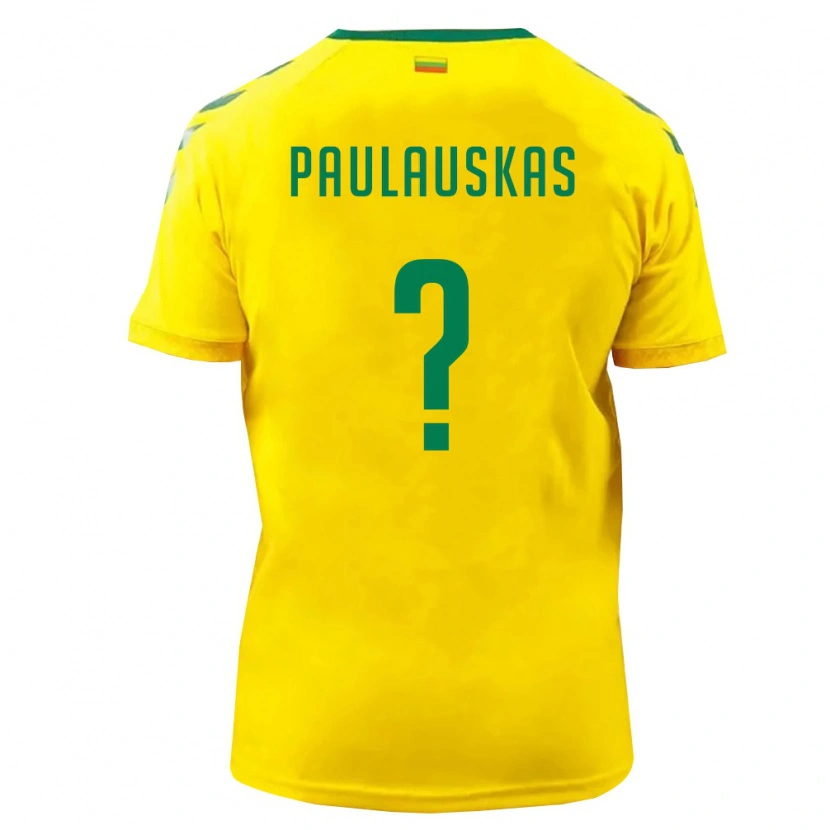 Danxen Dámské Litva Rokas Paulauskas #0 Žlutá Zelená Domů Hráčské Dresy 26-28 Dres