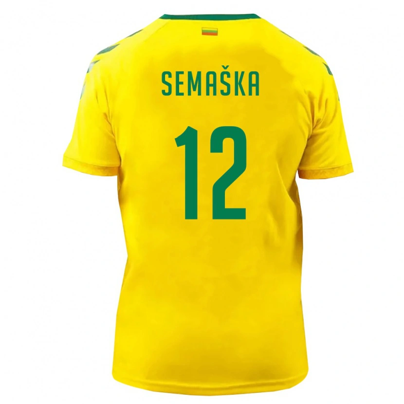 Danxen Dámské Litva Ugnius Semaška #12 Žlutá Zelená Domů Hráčské Dresy 26-28 Dres