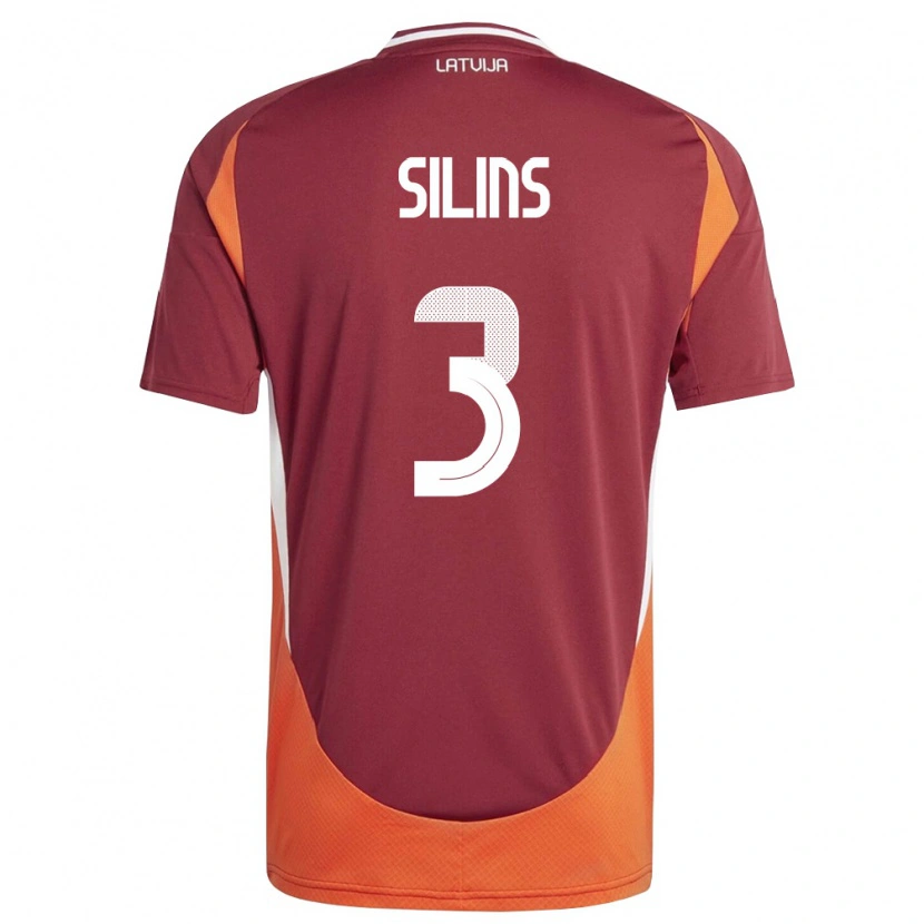 Danxen Dámské Lotyšsko Matiss Silins #3 Tmavě Červená Bílá Oranžová Domů Hráčské Dresy 26-28 Dres