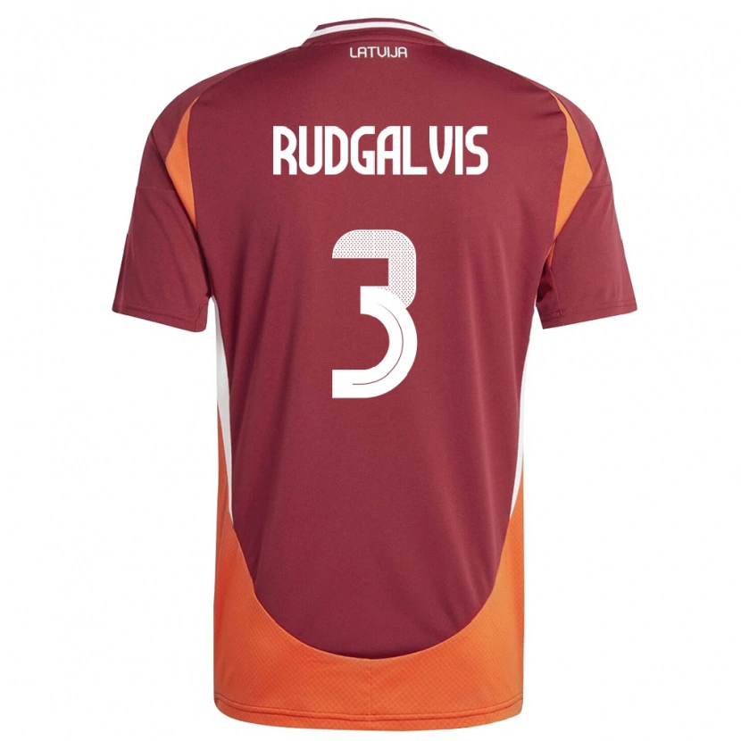 Danxen Dámské Lotyšsko Daniels Rudgalvis #3 Tmavě Červená Bílá Oranžová Domů Hráčské Dresy 26-28 Dres