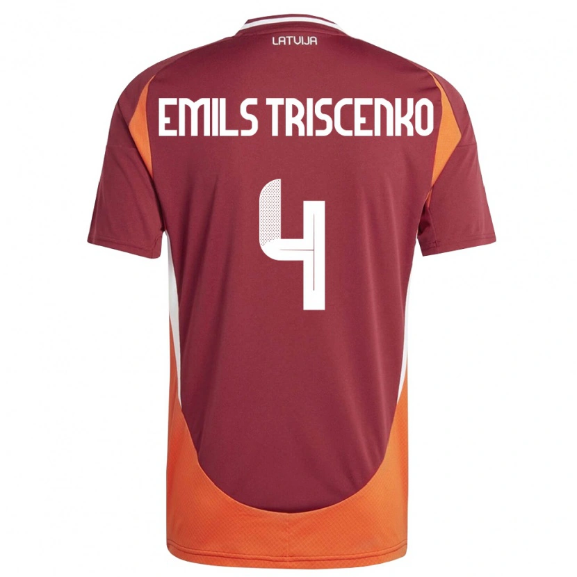 Danxen Dámské Lotyšsko Valters Emils Triscenko #4 Tmavě Červená Bílá Oranžová Domů Hráčské Dresy 26-28 Dres