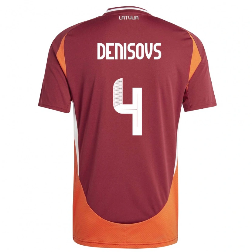 Danxen Dámské Lotyšsko Deniss Denisovs #4 Tmavě Červená Bílá Oranžová Domů Hráčské Dresy 26-28 Dres