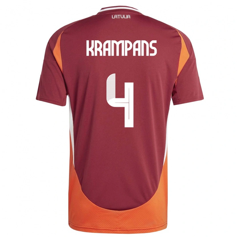 Danxen Dámské Lotyšsko Oskars Krampans #4 Tmavě Červená Bílá Oranžová Domů Hráčské Dresy 26-28 Dres