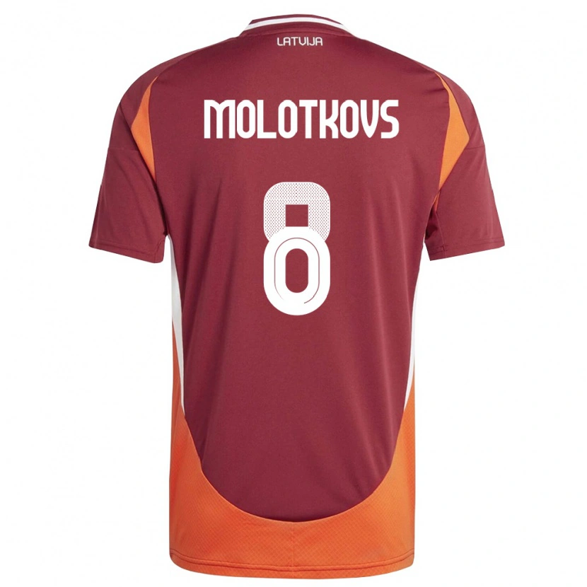 Danxen Dámské Lotyšsko Aleksandrs Molotkovs #8 Tmavě Červená Bílá Oranžová Domů Hráčské Dresy 26-28 Dres