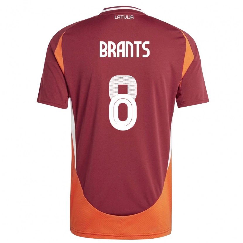 Danxen Dámské Lotyšsko Pauls Brants #8 Tmavě Červená Bílá Oranžová Domů Hráčské Dresy 26-28 Dres