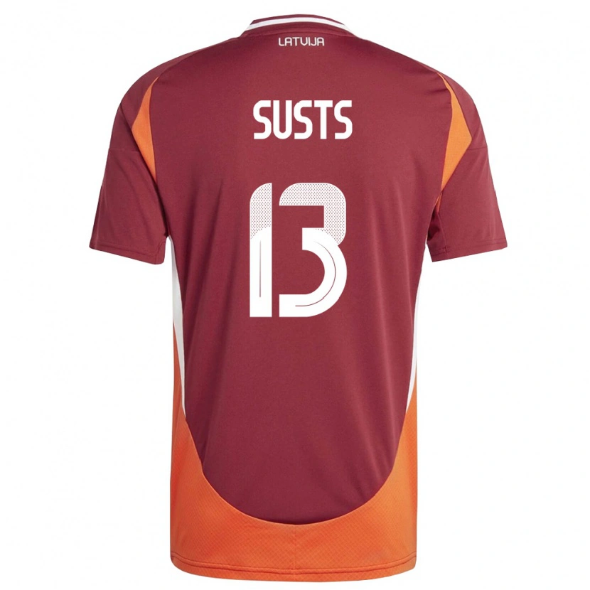 Danxen Dámské Lotyšsko Marcis Susts #13 Tmavě Červená Bílá Oranžová Domů Hráčské Dresy 26-28 Dres