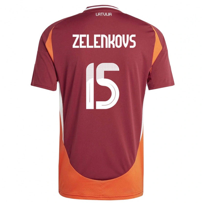 Danxen Dámské Lotyšsko Dmitrijs Zelenkovs #15 Tmavě Červená Bílá Oranžová Domů Hráčské Dresy 26-28 Dres