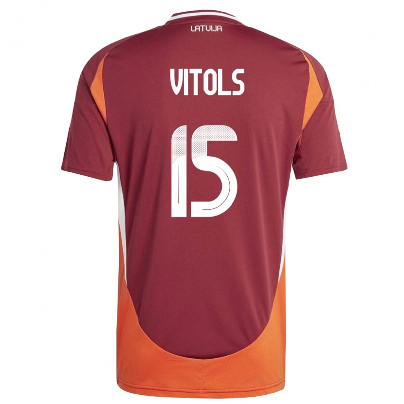 Danxen Dámské Lotyšsko Rauls Vitols #15 Tmavě Červená Bílá Oranžová Domů Hráčské Dresy 26-28 Dres