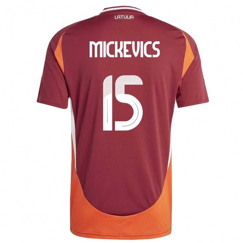 Danxen Dámské Lotyšsko Tomass Mickevics #15 Tmavě Červená Bílá Oranžová Domů Hráčské Dresy 26-28 Dres