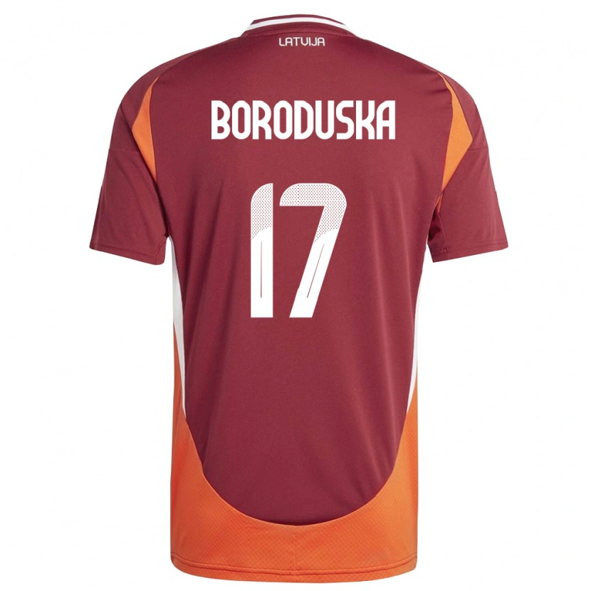 Danxen Dámské Lotyšsko Eriks Boroduska #17 Tmavě Červená Bílá Oranžová Domů Hráčské Dresy 26-28 Dres