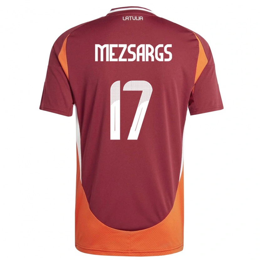 Danxen Dámské Lotyšsko Kristians Mezsargs #17 Tmavě Červená Bílá Oranžová Domů Hráčské Dresy 26-28 Dres