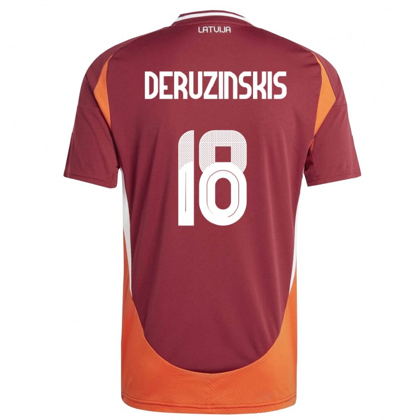 Danxen Dámské Lotyšsko Ruslans Deruzinskis #18 Tmavě Červená Bílá Oranžová Domů Hráčské Dresy 26-28 Dres