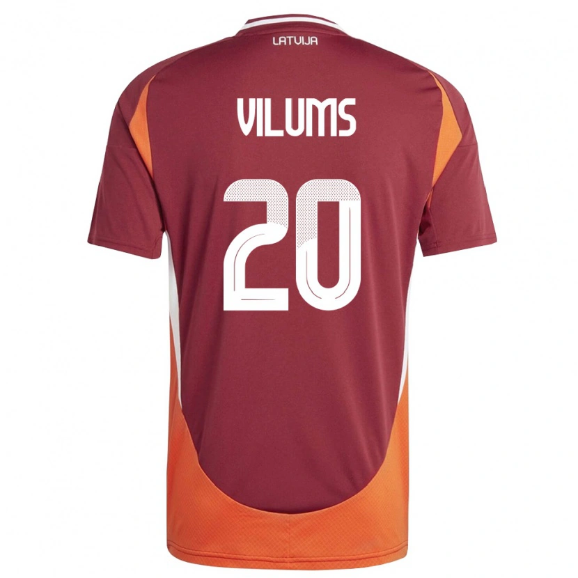 Danxen Dámské Lotyšsko Mariuss Vilums #20 Tmavě Červená Bílá Oranžová Domů Hráčské Dresy 26-28 Dres