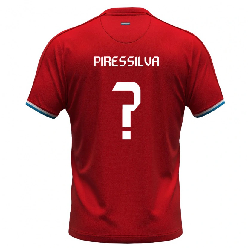Danxen Dámské Lucembursko Enzo Pires Silva #0 Červená Bílá Modrá Domů Hráčské Dresy 26-28 Dres