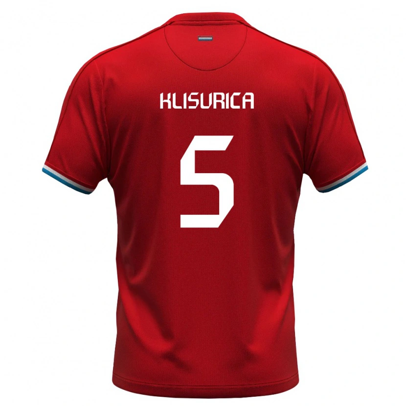 Danxen Dámské Lucembursko Roni Klisurica #5 Červená Bílá Modrá Domů Hráčské Dresy 26-28 Dres