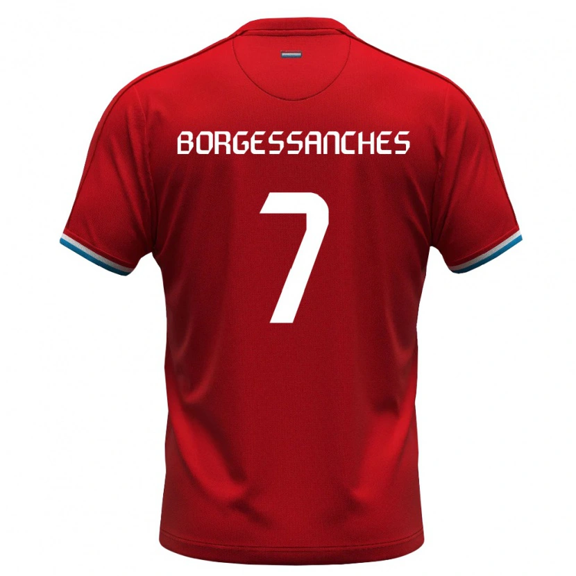 Danxen Dámské Lucembursko Yvandro Borges Sanches #7 Červená Bílá Modrá Domů Hráčské Dresy 26-28 Dres