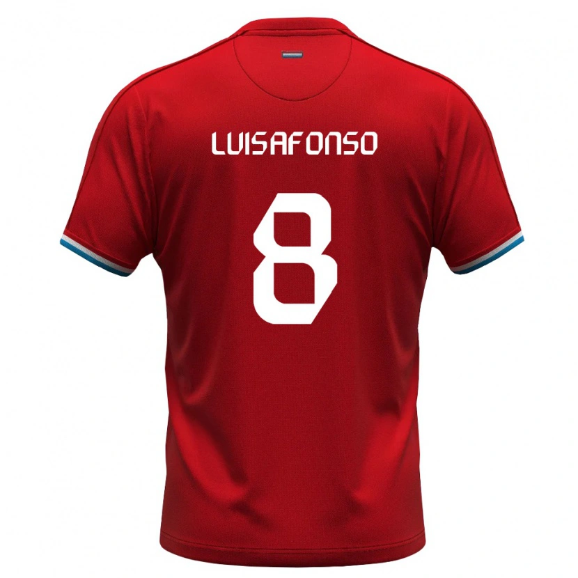 Danxen Dámské Lucembursko Hugo Luis Afonso #8 Červená Bílá Modrá Domů Hráčské Dresy 26-28 Dres