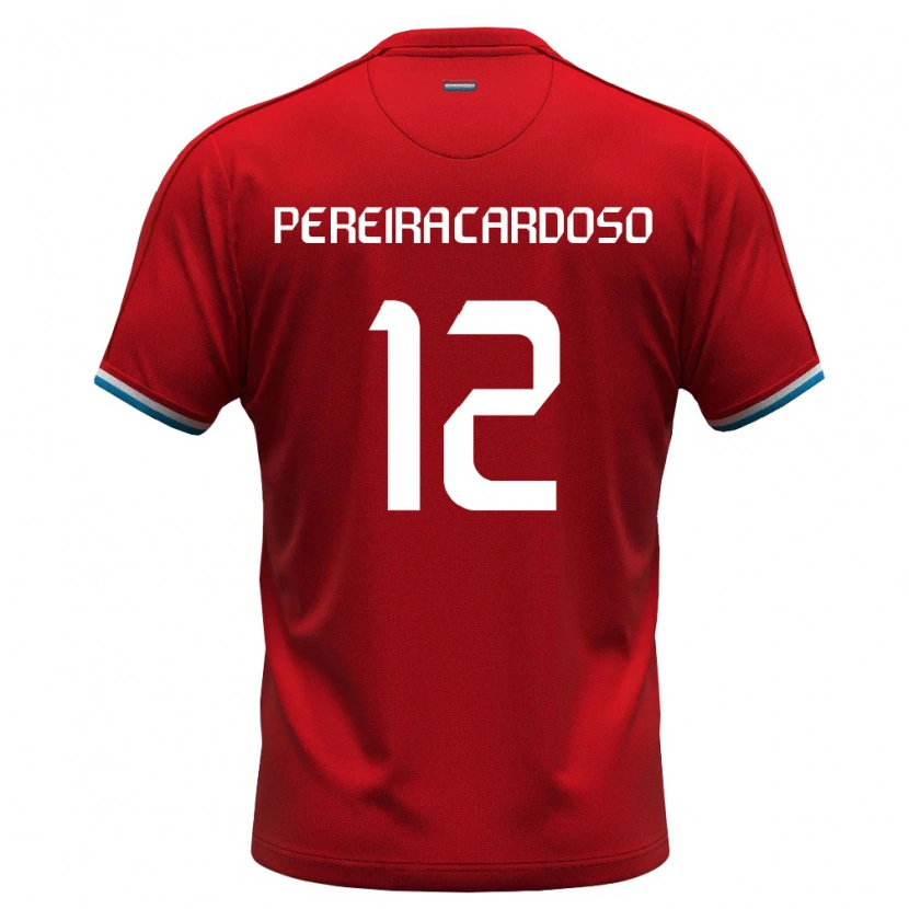 Danxen Dámské Lucembursko Tiago Pereira Cardoso #12 Červená Bílá Modrá Domů Hráčské Dresy 26-28 Dres