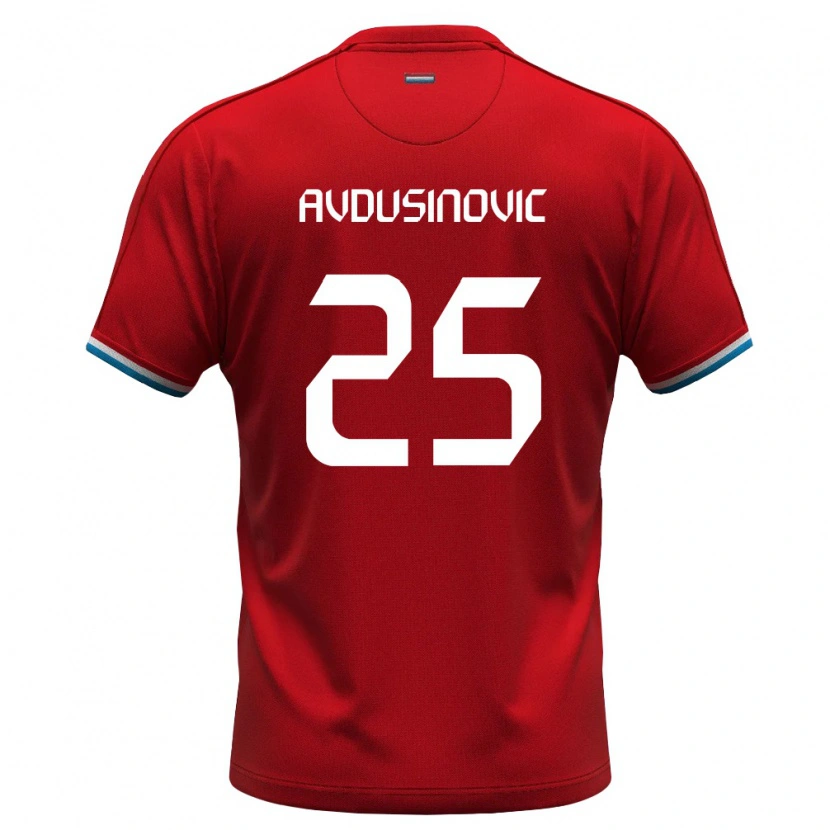 Danxen Dámské Lucembursko Kenan Avdusinovic #25 Červená Bílá Modrá Domů Hráčské Dresy 26-28 Dres
