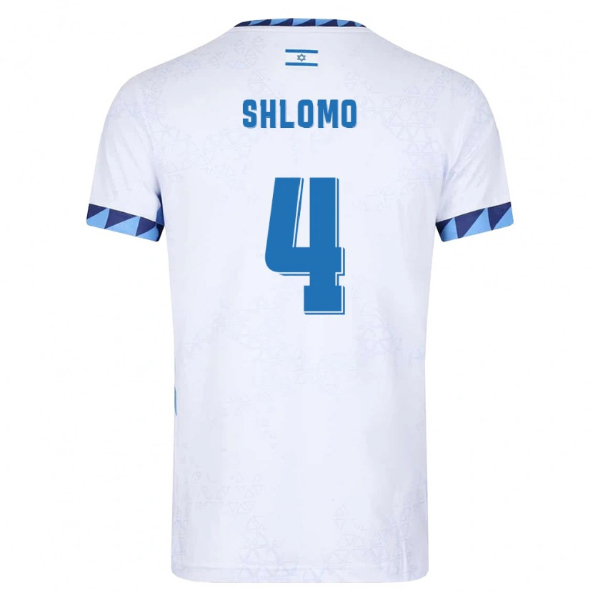 Danxen Dámské Izrael Raz Shlomo #4 Bílá Světle Modrá Domů Hráčské Dresy 26-28 Dres