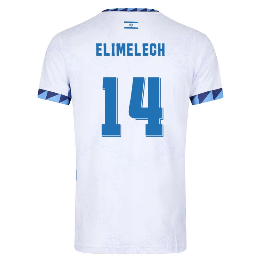 Danxen Dámské Izrael Roey Elimelech #14 Bílá Světle Modrá Domů Hráčské Dresy 26-28 Dres