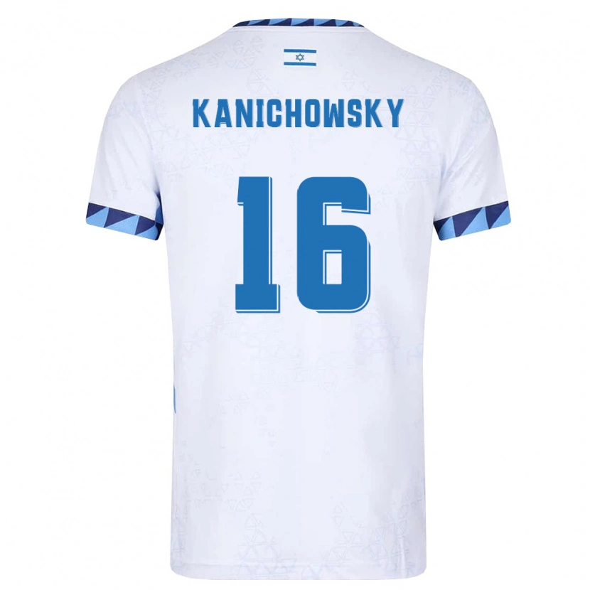 Danxen Dámské Izrael Gabi Kanichowsky #16 Bílá Světle Modrá Domů Hráčské Dresy 26-28 Dres