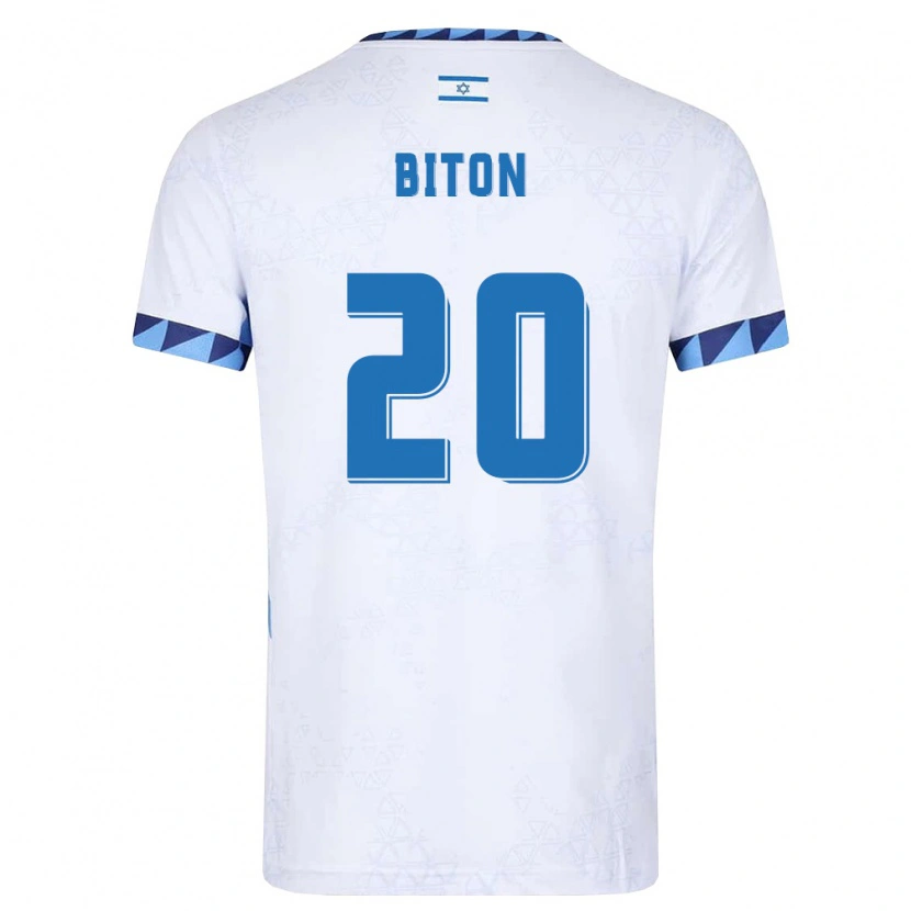 Danxen Dámské Izrael Dan Biton #20 Bílá Světle Modrá Domů Hráčské Dresy 26-28 Dres