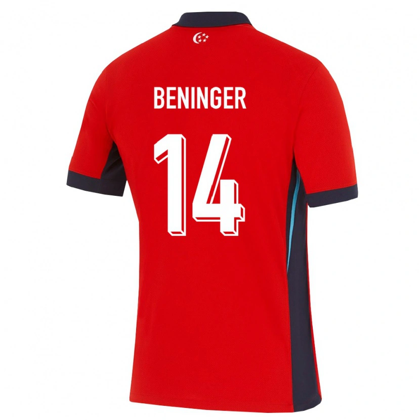 Danxen Dámské Singapur Nicolas Beninger #14 Červená Bílá Černá Domů Hráčské Dresy 26-28 Dres