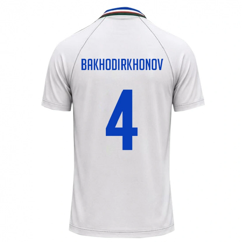 Danxen Dámské Uzbekistán Muminkhon Bakhodirkhonov #4 Bílá Tmavě Zelená Daleko Hráčské Dresy 26-28 Dres