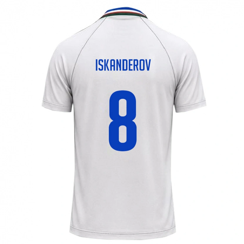 Danxen Dámské Uzbekistán Jamshid Iskanderov #8 Bílá Tmavě Zelená Daleko Hráčské Dresy 26-28 Dres