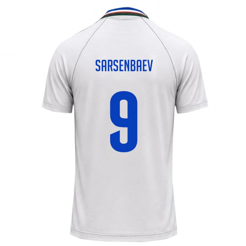 Danxen Dámské Uzbekistán Nurbek Sarsenbaev #9 Bílá Tmavě Zelená Daleko Hráčské Dresy 26-28 Dres