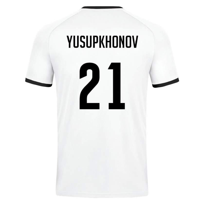 Danxen Dámské Uzbekistán Zayniddin Yusupkhonov #21 Bílá Tmavě Zelená Daleko Hráčské Dresy 26-28 Dres