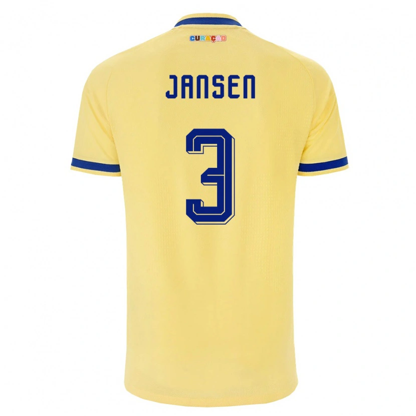 Danxen Dámské Curaçao Mart Jansen #3 Žlutá Námořnická Růžová Daleko Hráčské Dresy 26-28 Dres