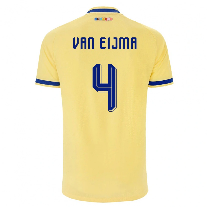 Danxen Dámské Curaçao Roshon Van Eijma #4 Žlutá Námořnická Růžová Daleko Hráčské Dresy 26-28 Dres