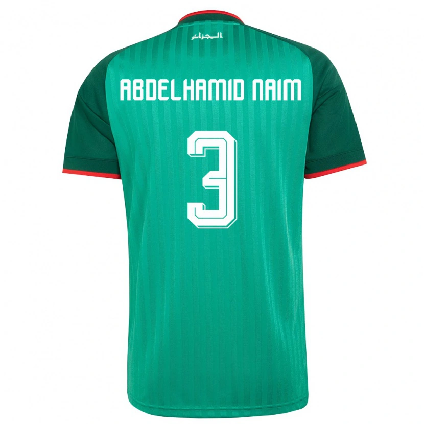 Danxen Dámské Alžírsko Issam Abdelhamid Naim #3 Zelená Červená Bílá Daleko Hráčské Dresy 26-28 Dres