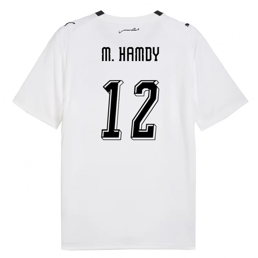 Danxen Dámské Egypt Mohamed Hamdi #12 Bílá Šedá Černá Daleko Hráčské Dresy 26-28 Dres