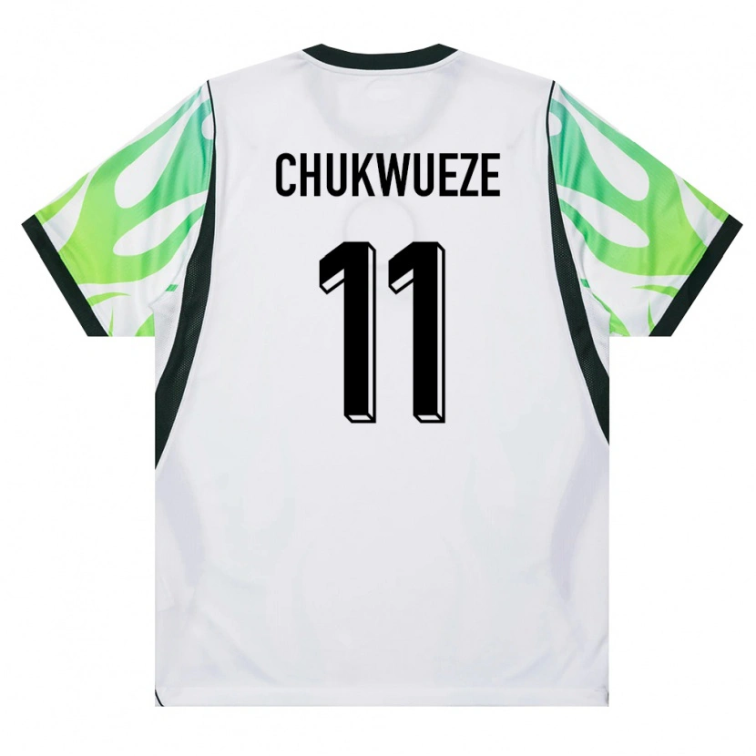 Danxen Dámské Nigérie Samuel Chukwueze #11 Bílá Zelená Daleko Hráčské Dresy 26-28 Dres