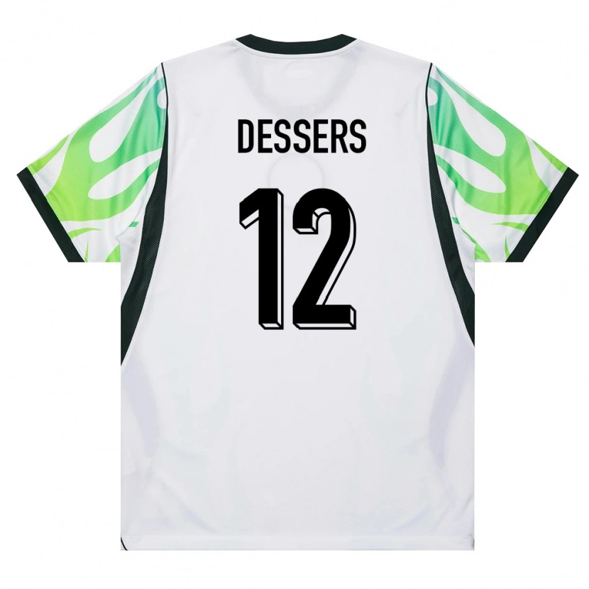 Danxen Dámské Nigérie Cyriel Dessers #12 Bílá Zelená Daleko Hráčské Dresy 26-28 Dres