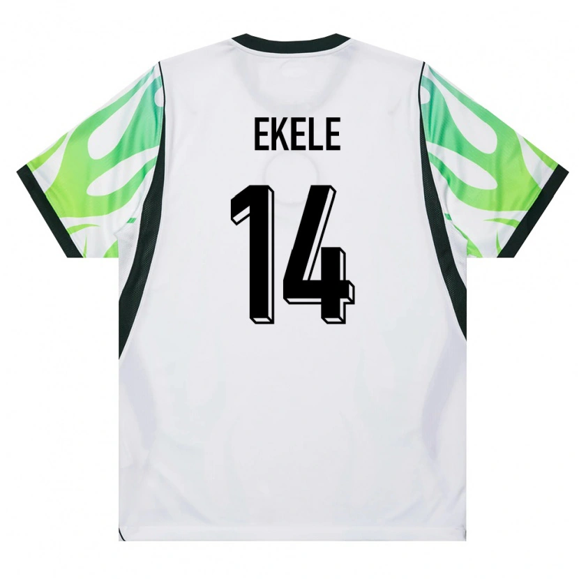 Danxen Dámské Nigérie Emmanuel Ekele #14 Bílá Zelená Daleko Hráčské Dresy 26-28 Dres